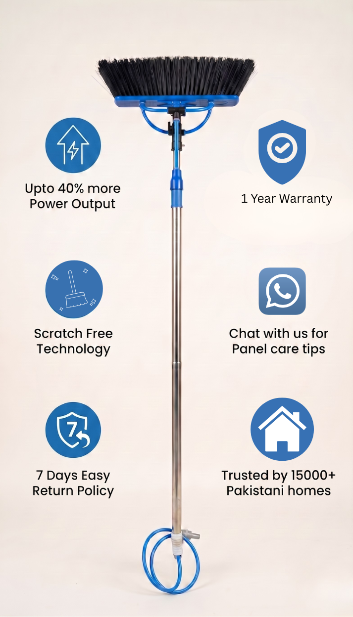 Solar Panel Cleaning Brush (9 FT to 20 FT) With Water Flow System